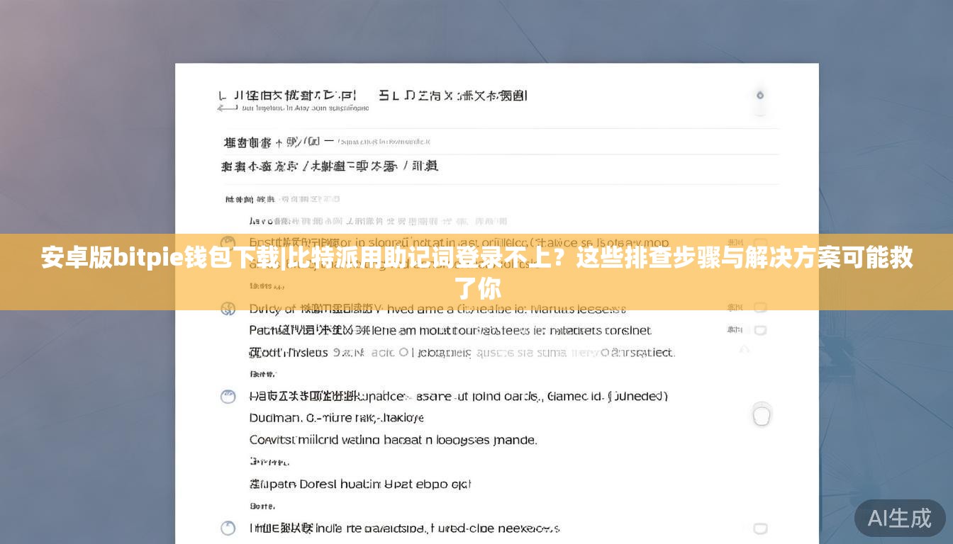 安卓版bitpie钱包下载|比特派用助记词登录不上？这些排查步骤与解决方案可能救了你