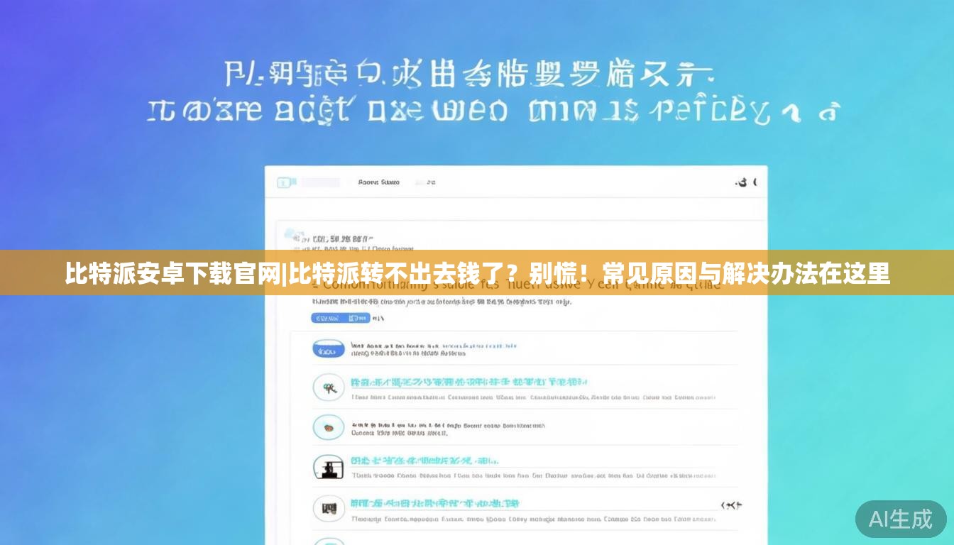 比特派安卓下载官网|比特派转不出去钱了?别慌!常见原因与解决办法在这里