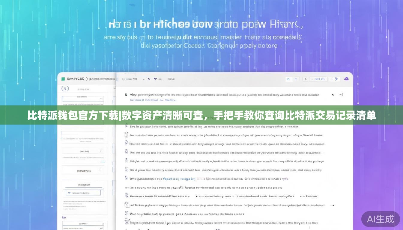 比特派钱包官方下载|数字资产清晰可查,手把手教你查询比特派交易记录清单